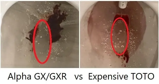 Fake-poop test next to an expensive TOTO