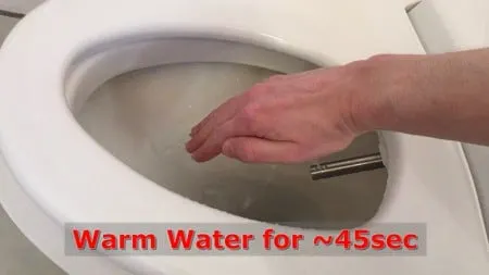Warm water lasted about 45 seconds