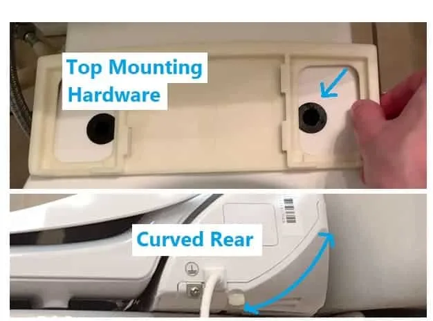 Bio Bidet Ultimate 770: top-mounting hardware and curved rear